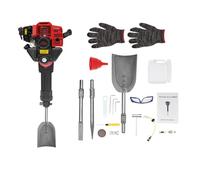 Marteau de démolition à essence 52 CC 1900 W 55J - Débroussailleuse à 2 temps avec pelle d'arbre + hache pointue + hachette plate + entonnoir + gants + lunettes de protection + réservoir de 1,3 l