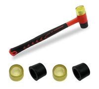 Marteau de Nylon Double Tête Remplaçable 25mm Maillet en Caoutchouc Marteau Caoutchouc avec Poignée Antidérapante avec 4 Têtes en Caoutchouc Remplacement pour le Cuir le Bois les Bijoux