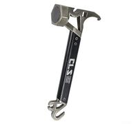 Marteau de tente multifonction en acier inoxydable et alliage d'aluminium avec extracteur de clou et décapsuleur pour activités de camping et de randonnée (gris)