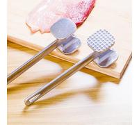 Marteau double face en aluminium pour attendrir la viande avec surfaces texturées et plates conçu pour la préparation des aliments steak, bœuf, porc et racines (L)