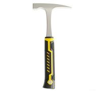 Marteau géologique à tête plate et pointue - Pioche en acier 45 pour exploration minière sur le terrain, maçonnerie, construction extérieure, poignée en caoutchouc antidérapant, visibilité jaune vif