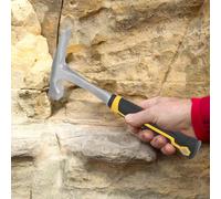 Marteau géologique avec tête plate et pointue, pic à roche en acier 45 pour exploration minière, poignée en caoutchouc antidérapant, haute visibilité jaune (B)