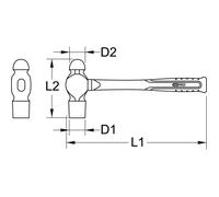 KS Tools Marteaux rivoirs, forme anglaise EDELSTAHL manche en fibre, 680g Quantité:1