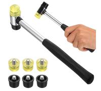 Marteau Maillet Caoutchouc, 25 mm Petit Marteau Caoutchouc, Marteaux en Nylon à Double Tête Antidérapant pour Bijoux, Bois, Bricolage, Arts et Artisanat, avec 6 Têtes de Marteaux de Interchangeables