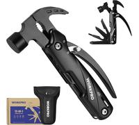 WORKPRO Marteau Multifonction 12 en 1 avec Sac, Outil Multifonction avec Structure Autoverrouillée, Pince Multifonction en Acier Inoxydable, Multitool Couteau pour Extérieur, Camping, Réparation