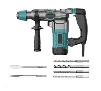 Marteau Perforateur 1200W, SDS-Plus marteau de démolition, 3 Fonctions, perceuse à percussion avec 6 têtes de forage, 4500BPM, Poignée Rotative 360°, embrayage de sécurité, Perçage et Burinage