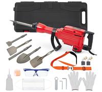 Marteau perforateur 2200W avec 6 Burins Remplaçables,Marteau piqueur avec Poignée Rotative 360° Anti-Vibration,1700 BPM,sac de Transport,Marteau de Démolition pour Burinage Construction Plomberie