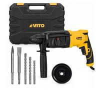 Marteau perforateur 850W SDS-Plus 3 5J 4 fonctions Perçage Béton 26mm 3 forets + 2 burins inclus VITO