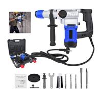 Marteau perforateur électrique multifonctionnel à 6 vitesses, perceuse à percussion filaire avec mèches SDS Plus, forets et coffret Bleu