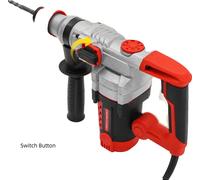 Marteau perforateur électrique, puissance 2200W, vitesse 0-930 tr/min, embouts de burinage polyvalents
