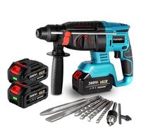 Marteau perforateur électrique sans fil 650W, 4 modes, 2X 3000mAh Batteries