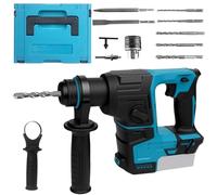 Marteau perforateur électrique sans fil compatible avec batterie Makita 21 V, moteur sans balais, marteau perforateur rotatif robuste avec 7 forets pour béton, brique, mur, métal, piles non incluses