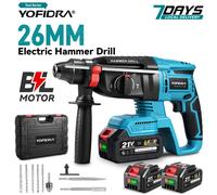 Marteau perforateur rotatif électrique sans balais YOFIDRA 4 modes 26 mm, outil multifonctionnel pour batterie Makita 21V 2xBattery Set-5