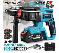 Marteau perforateur rotatif électrique sans fil YOFIDRA 26 mm, multifonctionnel, compatible avec les batteries Makita 18-21 V. 2xBattery Set-G
