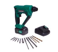 VONROC Marteau perforateur sans fil 20V 3-en-1 - Perçage, vissage et percussion - Batterie 4.0Ah + chargeur inclus - Force d’impact 1,3J - Accessoires complets + sac et boîte de rangement
