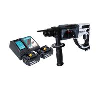 Marteau perforateur sans fil Makita DHR 202 RMW 18 V 20 mm 2,0 J blanc + 2 batteries 4,0 Ah + chargeur