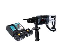 Marteau perforateur sans fil Makita DHR 202 RTW 18 V 20 mm 2,0 J blanc + 2 batteries 5,0 Ah + chargeur
