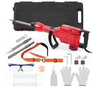 Marteau-Piqueur De Démolition 3600 w, Coffret De 4 Burins Et Mèches, Marteau-Piqueur électrique Pour Béton Et Métal, Bouchons d'Oreille Antibruit, Bandoulière