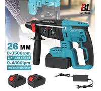 Marteau Piqueur Sans Fil 26mm Brushless Compatible Makita 18V - Marteau Perforateur SDS - 3 Fonctions Perçage Burinage - 2 Batteries