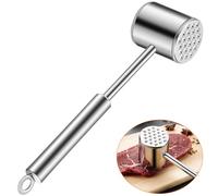Marteau Viande Acier Inoxydable 304, Attendrisseur Viande Face Double Longue 22cm, Maillet Schnitzel Professionnel, Lave-Vaisselle, Attendrisseur Cuisine pour Steak,Poulet, Poisson,Boeuf, Porc(Argent)