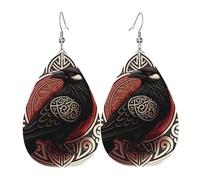 Marteau Viking Mjöllnir Avec Le Corbeau D'Odin Boucles D'Oreilles De Goutte Élégant Boucles D'Oreilles Pendantes Amusantes Boucle D'Oreille En Simili Cuir Pour Voyages Décorations