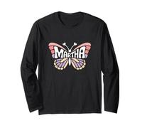 Martha Butterfly - Word Art personnalisé avec nom Mignon Manche Longue