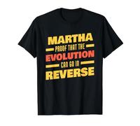 Martha Evolution Peut Aller à l'envers : nom Amusant de Martha T-Shirt Graphique avec Valeur, Homme, Noir, M