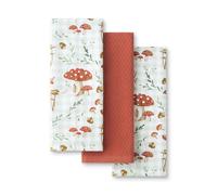 Martha Stewart Autumn Harvest Lot de 3 Serviettes de Cuisine 100% Coton avec éponge absorbante - Orange/Vert/Blanc brûlé - 40,6 x 71,1 cm