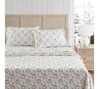 Martha Stewart - Draps en Flanelle pour Grand lit, Coton Anti-Boulochage et Infroissable, Doux au Toucher pour Un Confort en Toutes Saisons - Taies d'oreiller et Drap-Housse Assortis (couronnes et