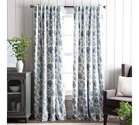 Martha Stewart Jakarta Paire de Rideaux de fenêtre occultants avec Passe-Tringle/Languette arrière, 213,4 cm, Indigo