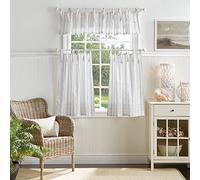 Martha Stewart Laguna Ensemble de cantonnières et Rideaux Semi-Transparents à Rayures Moka