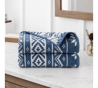 Martha Stewart Lot de 2 essuie-Mains en Jacquard absorbants, Essentiels pour la Salle de Bain, Motif Jacquard Motif Jacquard