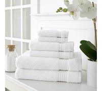 Martha Stewart Lot de 6 Serviettes de Bain en Coton égyptien, 2 Serviettes de Bain, 2 essuie-Mains, 2 débarbouillettes, absorbantes, Essentiels de Salle de Bain, Blanc