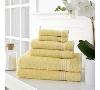 Martha Stewart Lot de 6 Serviettes de Bain en Coton égyptien, 2 Serviettes de Bain, 2 essuie-Mains, 2 débarbouillettes, absorbantes, Essentiels de Salle de Bain, Jaune Beurre