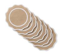 MARTHA STEWART Lot de 6 Sets de Table Ronds en Toile de Jute texturée avec Bordure festonnée 100% Naturelle et Toile de Jute, Naturel/Blanc, 38,1 x 38,1 cm
