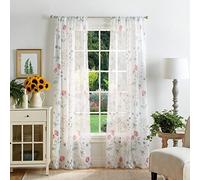 Martha Stewart Marthas Garden Paire de Rideaux de fenêtre Semi-Transparents avec Passe-Tringle, 241,3 cm, Multicolore