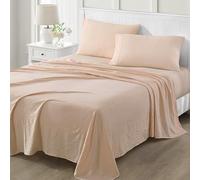 Martha Stewart Parure de draps 4 pièces en Microfibre Douce brossée et lavée, Facile d’Entretien, Poche Profonde Jusqu’à 40 cm, 1 Drap Plat, 1 Drap-Housse, 2 taies, lit California King, Rose poudré