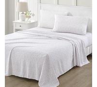 Martha Stewart Parure de draps 4 pièces en Microfibre Ultra Douce brossée et lavée, Facile d’Entretien, Poche Jusqu’à 40 cm, 1 Drap Plat, 2 Drap-Housse, 1 taie, lit King Size, Rose et Bleu