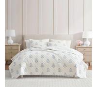 Martha Stewart - Parure de lit 3 pièces matelassée en mélange de Coton Naturel, Incroyablement Douce avec des Fibres évacuant l'humidité, réversible avec taies d'oreiller Assorties, 3 pièces (imprimé