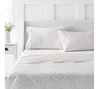 Martha Stewart Parure de lit 4 pièces, 100% Coton pour Grand lit, Douce, Lisse, Durable, Facile d'entretien, Poche Profonde de 40,6 cm, Drap en Satin, 1 Drap Plat, 1 Drap-Housse, 2 taies d'oreiller