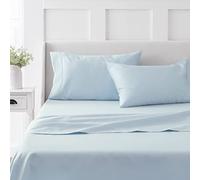 Martha Stewart Parure de lit 4 pièces, 100% Coton pour lit Deux Places, Douce, Lisse, Durable, Facile d'entretien, Poches Profondes de 40,6 cm, draps en Satin, 1 Drap Plat, 1 Drap-Housse, 2 taies