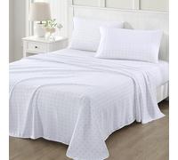 Martha Stewart Parure de lit 4 pièces en Microfibre brossée et lavée, Facile d'entretien, Drap Confortable à Poche Profonde, 1 Drap Plat, 1 Drap-Housse, 2 taies d'oreiller, Taille Queen, Gris Clair