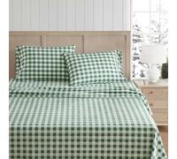 Martha Stewart - Parure de lit pour Grand lit, draps Nets et sur Mesure avec Une Sensation légère en Percale de Coton naturellement Lisse, draps de lit avec taies d'oreiller Assorties (Madison Vichy