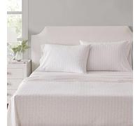 Martha Stewart - Parure de lit pour lit Double, draps rafraîchissants et ajustés avec Une Sensation légère en Percale de Coton naturellement Lisse, draps de lit avec taies d'oreiller et Drap-Housse