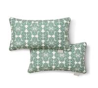 Martha Stewart Tulum Lot de 2 Coussins lombaires décoratifs pour intérieur et extérieur, résistants aux UV à la décoloration, hydrofuges, Design Moderne imprimé, 27,9 x 45,7 cm, Vert