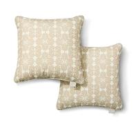 Martha Stewart Tulum Lot de 2 oreillers décoratifs pour intérieur et extérieur - Résistants aux UV et à la décoloration - Imperméable - Design Moderne imprimé - 45,7 x 45,7 cm - Taupe