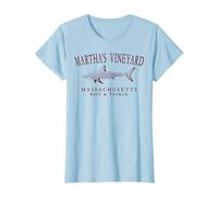 Martha's Vineyard Massachusetts Shark Retro Arched Bordeaux T-Shirt