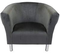 MartHome Club Trio Fauteuil, Fauteuil Rembourré Pieds Chromés, Fauteuil Club, Fauteuil Cocktail Velours, Pouf, Fauteuil Lounge Peluche, Fauteuil pour Salon/Salle d'Attente/Bureau Gris
