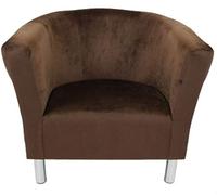 MartHome Club Trio Fauteuil, Fauteuil Rembourré Pieds Chromés, Fauteuil Club, Fauteuil Cocktail Velours, Pouf, Fauteuil Lounge Peluche, Fauteuil pour Salon/Salle d'Attente/Bureau (Marron)
