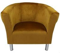 MartHome Club Trio Fauteuil Rembourré - Pieds Chromés, Club, Cocktail Velours, Pouf, Lounge Peluche - Pour Salon/Salle d'Attente/Bureau (Jaune)